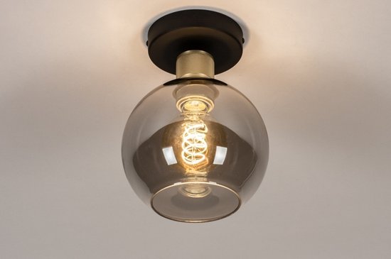 Lumidora lampe de plafond 74395 - E27 - Zwart - Grijs - Messing - Métal - 16 cm ⌀