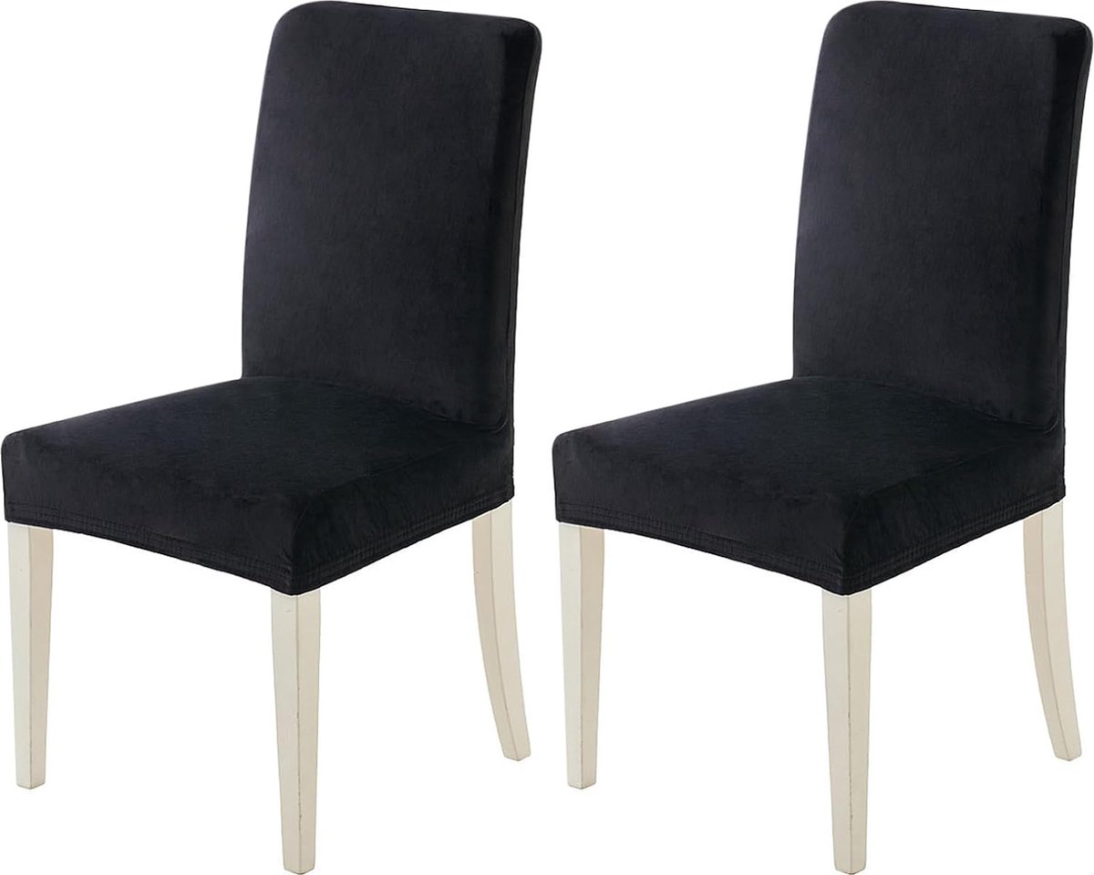 Stoelhoezen, set van 6 en 4 stoelhoezen, set van 2 schommelstoelen, zwart, fluwelen stoelhoezen voor bureaustoel, bekleding, keuken, woonkamer, banket, familie, bruiloft, feest