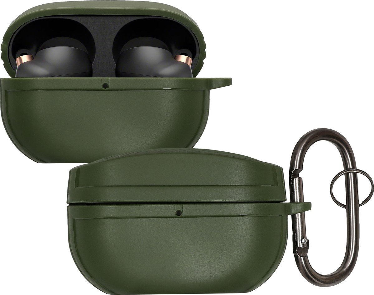 kwmobile cover voor oordopjes case - Compatibel met Sony WF-1000XM5 - Beschermhoes draadloze oordopjes - Van TPU in groen
