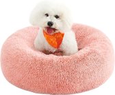 Hondenbed - pluizig - Kattenbed - Donutkussen - Wasbaar - Wollig - Bekleding in Het Midden Uitneembaar - Lang Pluche - 70 cm Diameter - Roze