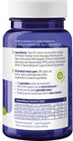 Fles met 90 tabletten, paarse fles met witte dop. Label met "Femme", ingrediënten en samenstelling per dosering.