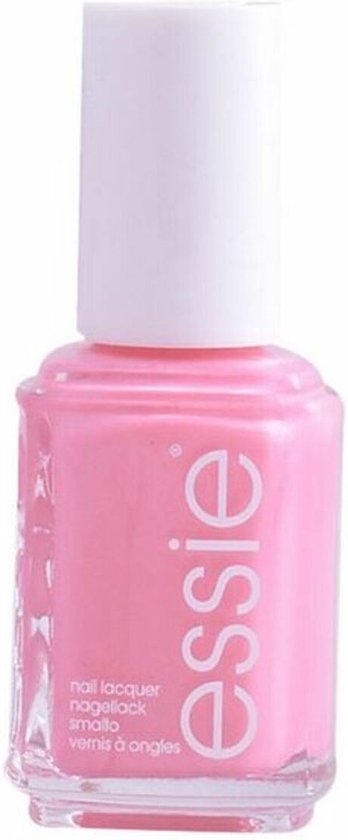 Essie nagellak in de kleur zachtroze met een witte dop. Etiket met 'nail lacquer'.