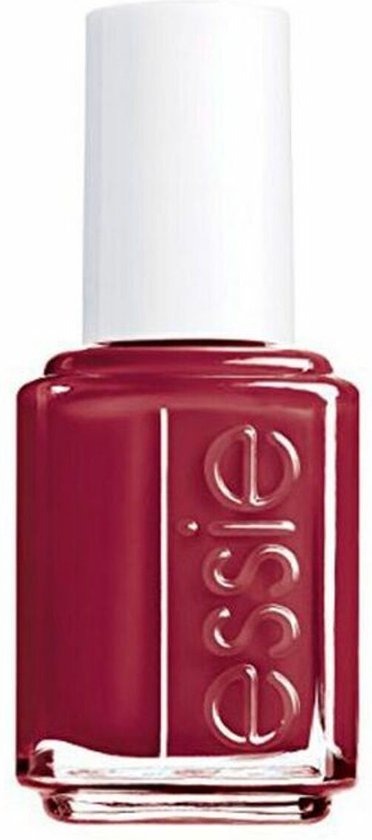Essie nagellak in een dieprode kleur met witte dop.