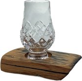 Whiskyglashouder van oude whiskyvaten met 1 Glencairn Cut Whiskyglas - Darach en Glencairn Crystal Scotland