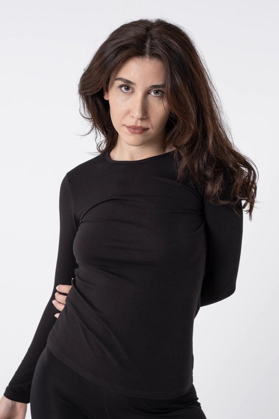 Lot de 2 maillots de corps femme manches longues en Katoen Mode Lotus Couleur : Zwart Taille M