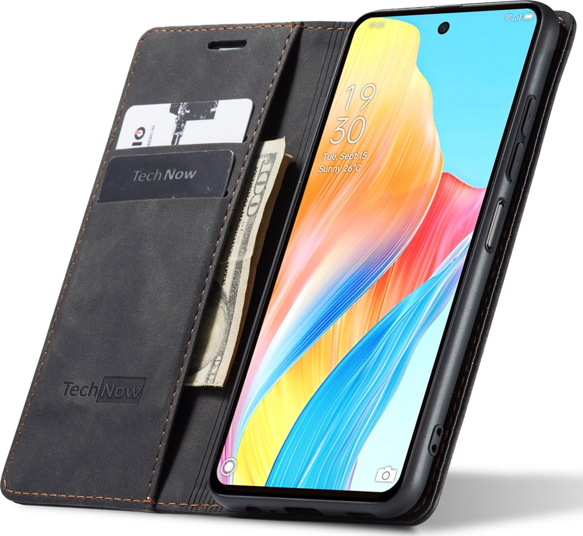 Hoesje geschikt voor Oppo A58 4G - Book Case Leer Slimline Zwart