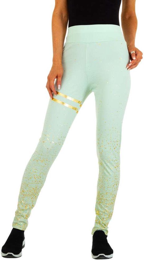 Holala stretchy legging mintgroen goud glitter L/XL 40/42
