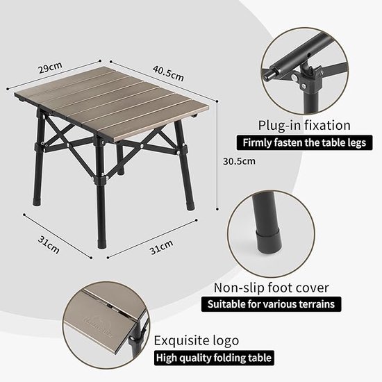 WOLTU CPT8136sz Inklapbare aluminium campingtafel, buffettafel