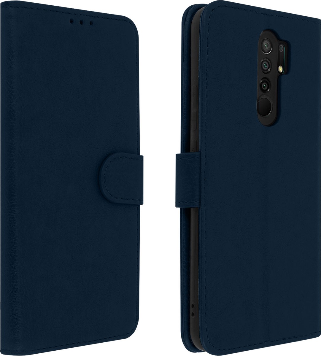 Avizar Foliohoes Geschikt voor Redmi 9 Portemonnee en videohouder, Nachtblauw