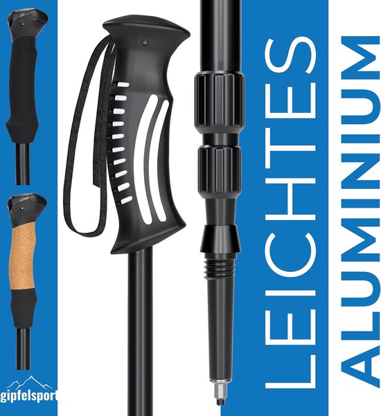 KESSER® Nordic Walking Stokken Opvouwbaar/telescopisch, Voor Dames En Heren Aluminium Carbon Met Kurkgreep 105 120 Cm Trekkingstokken Wandelen Trekking Skitour Bergsport 2060697375