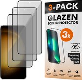 Privacy Screenprotector - Geschikt voor Samsung Galaxy S23 - Gehard Glas - Full Cover Tempered Privacy Glass - Case Friendly - 3 Pack