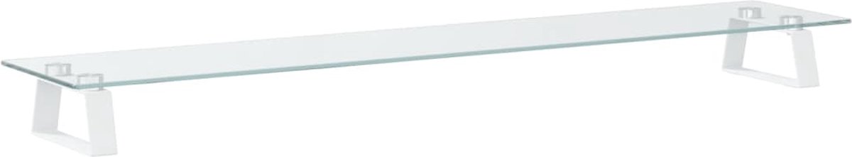 vidaXL - Monitorstandaard - 100x20x8 - cm - gehard - glas - en - metaal - wit