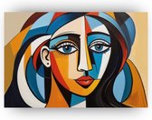 Pablo Picasso vrouw - Picasso schilderij - Wanddecoratie vrouw - Muurdecoratie klassiek - Canvas schilderij - Decoratie woonkamer - 70 x 50 cm 18mm