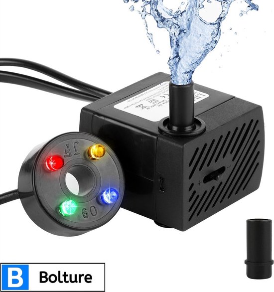 Fonteinpomp met Verlichting - Dompelpomp Vuil Water - Vijverpomp voor in Vijver - Vuilwaterpomp - Vlakzuigpomp - Waterpomp