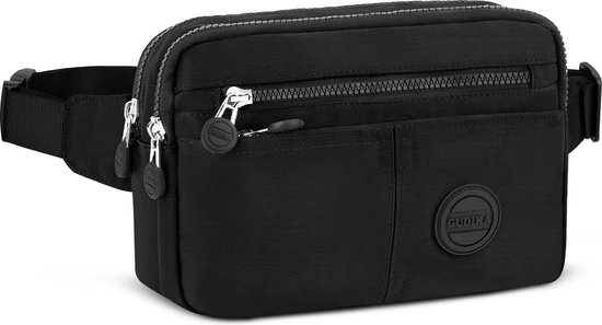 Sac Banane Grand Modèle Homme Femme - Sac De Voyage Randonnée Course Avec 4 Compartiments, Noir
