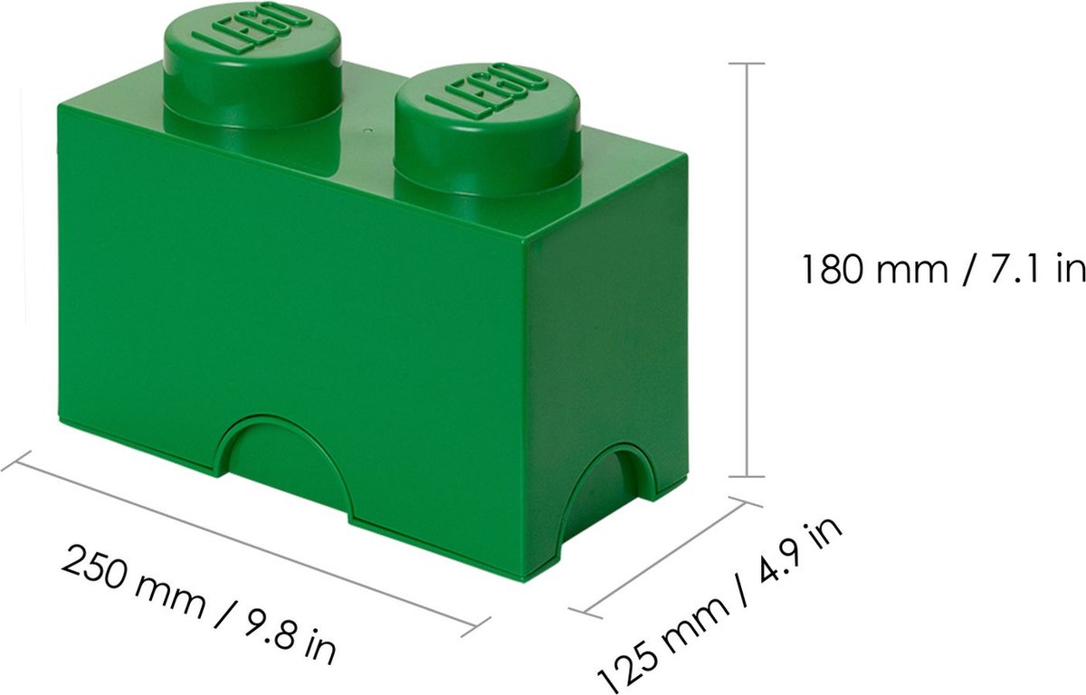 Room Copenhagen LEGO Storage Brick 2 Groen - Stapelbare opbergdoos thumbnail 3