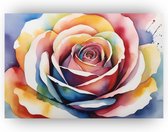 Roos in aquarel schilderij - Waterverf schilderij - Glas schilderij natuur - Moderne schilderijen - Plexiglas schilderijen - Decoratie muur - 90 x 60 cm 5mm