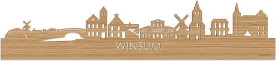 Skyline Winsum Bamboe hout - 80 cm - Woondecoratie - Wanddecoratie - Meer steden beschikbaar - Woonkamer idee - City Art - Steden kunst - Cadeau voor hem - Cadeau voor haar - Jubileum - Trouwerij - WoodWideCities
