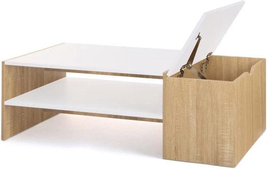 Table basse de bar contemporaine IZIA avec coffre en bois et blanc