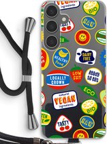 Case Company® - Hoesje met koord geschikt voor Samsung Galaxy S24 Plus hoesje met Koord - Fruitsticker - Telefoonhoesje met Zwart Koord - Bescherming aan alle Kanten en Over de Schermrand