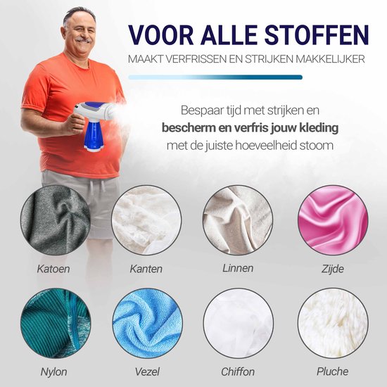 BrightLife Kledingstomer - Handstomer - Stoomapparaat kleding - 3 opzetstukken - Stoomreiniger - Snelle opwarmtijd - 1600W - 250ml - Blauw/wit
