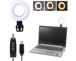 De Hobby Planeet Videogesprek Verlichting - Webcamlicht voor laptops - USB webcam licht - Klem Ringlamp - Verstelbare Kleurtemperatuur & Helderheid - Webcam- Videogesprek Licht - lamp videobellen
