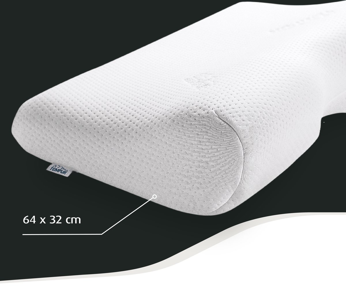 TEMPUR Millennium hoofdkussen Queen L (64 x 32 x 12.5/7 cm), ergonomisch traagschuim neksteunkussen voor rug- en zijslapers, stevig gevoel