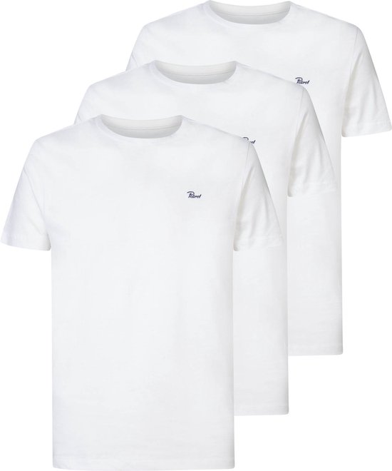 Drie witte T-shirts met ronde hals van Petrol Industries.