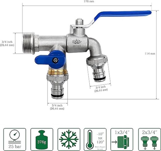 Foto: Kogelkraan vorstbestendig voor huishouden tuin industriebereik tuinkraan 3 4 tot 2 3 4 2 stuks 