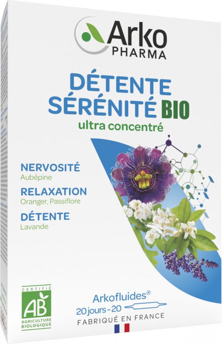 Arkopharma Arkofluides Détente Sérénité Bio 20 Ampullen