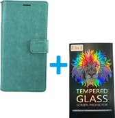 Portemonnee Book Case Hoesje + 2x Screenprotector Glas Geschikt voor: Nokia 5.4 - Mintgroen