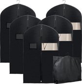 5 stuks kledingtassen kostuumtas 100 x 60 cm kledingzakken met ritssluiting kledinghoes met transparant venster ademende pakbeschermhoes voor pak, jurk, avondjurk