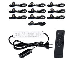 TrueLED Compact Black - Inbouw LED Spot Dimbaar voor Overkapping - IP65 Verlichting voor Veranda - Complete set van 10 LED Spots