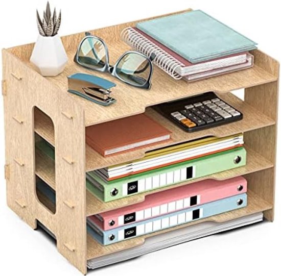 Bureau-rek, boekenkast, mini-rek, bureauplank, opbergrek voor bureau, boekenkast, 2 etages, klein rek, bureauplank van hout en metaal, voor keuken, woonkamer (zwart
