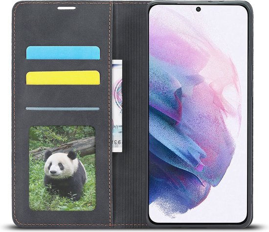 Bookcase de Luxe en cuir PU adaptée au Samsung Galaxy S24 Plus | Étui en cuir de haute qualité | Étui pour téléphone | Porte-monnaie | Noir
