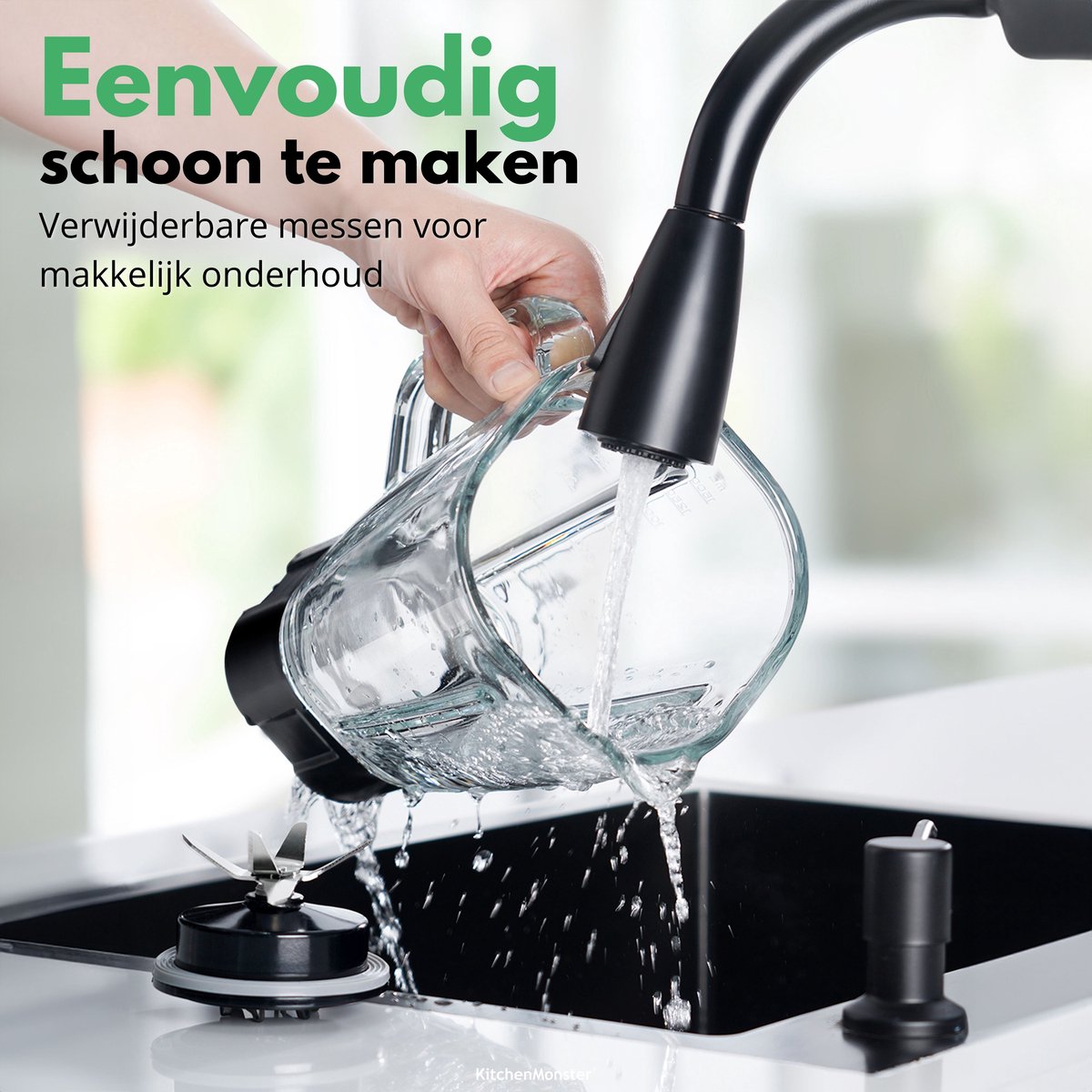 KitchenMonster Blender Pro 1200 Watt - Smoothie Maker 1.5 Liter met 3 standen – foto 6