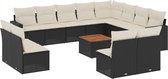 vidaXL - 13-delige - Loungeset - met - kussens - poly - rattan - zwart