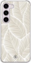 Casimoda® hoesje - Geschikt voor Samsung Galaxy S23 Plus - Palmy Leaves Beige - Shockproof case - Extra sterk - TPU/polycarbonaat - Bruin/beige, Transparant