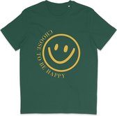 Grappig T Shirt Dames Heren - Choose to be Happy Smiley - Groen - 3XL