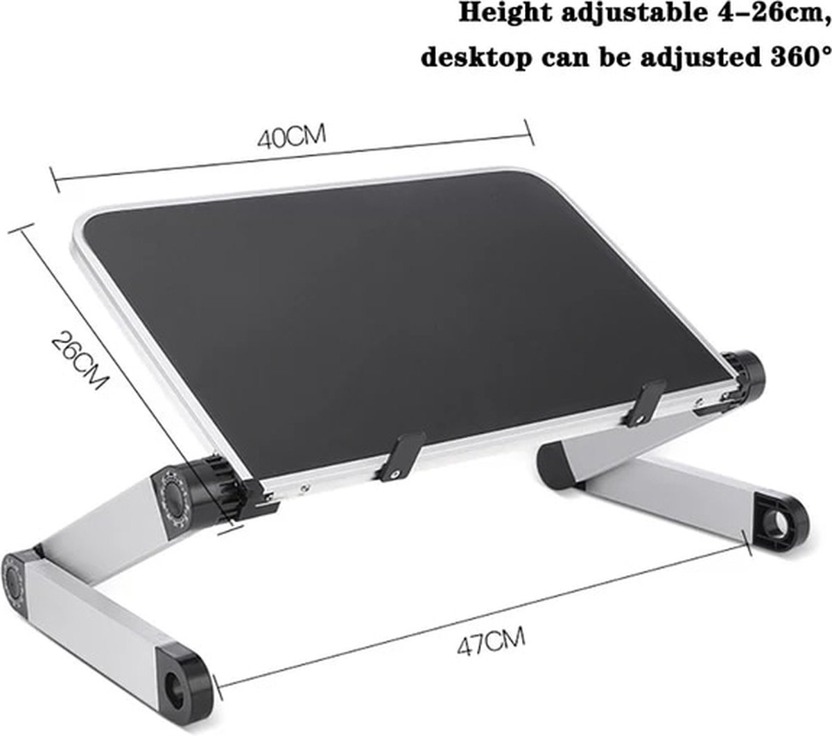 Verstelbare Laptop Bureau Stand Draagbare Aluminium Ergonomische Lapdesk Voor Tv Bed Sofa Pc Notebook Tafel Bureau Stand Met Muismat - Brandless
