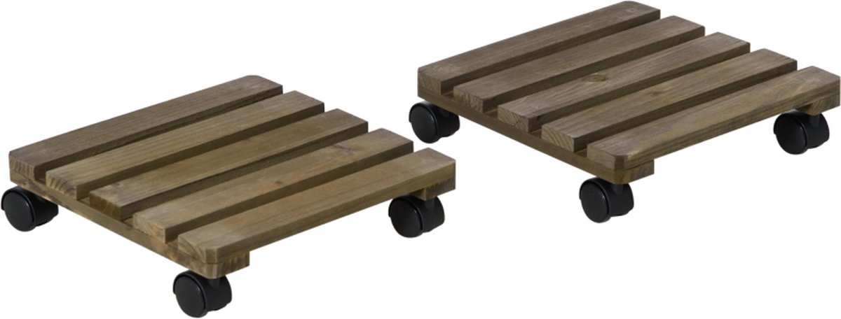 Plantenstandaard rollend - set van 2 - Plantentrolley op wieltjes - Trolley voor plantenpot