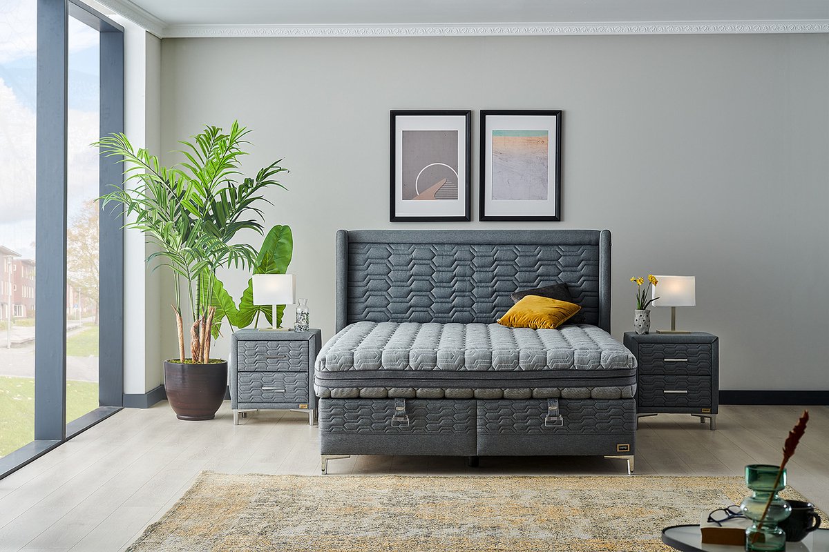 Bambi Visco Fresch - boxspring bed met opbergruimte - boxspring 140x200 - incl. luxe matras en hoofdbord