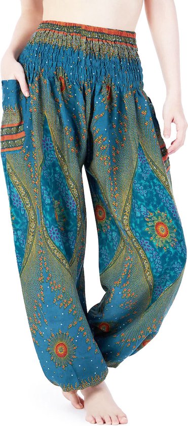 Sarouel - Pantalon de Yoga - Pantalon d'été - femme - M; taille 38, 40 et 42 - Oeil turquoise
