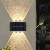 Appliques murales solaires étanches- Set de 2, Éclairage extérieur avec 6 LED, Décoration parfaite pour cour, rue, clôture, Garage et Jardin