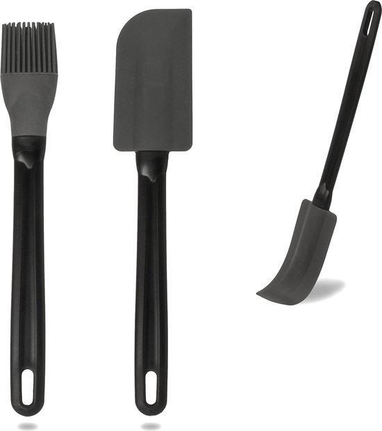 Set van 2 siliconen penselen, zwart of rood, 21 cm / 26 cm, grillen, koken, bakken, grillkwasten, hittebestendig