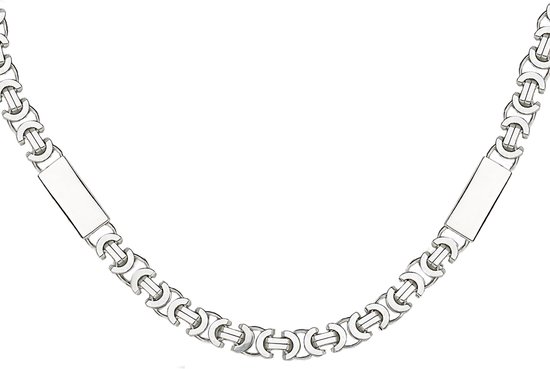 Juwelier Zwartevalk zilveren platte koningsschakel ketting met platen - ET 50-3T/60cm--