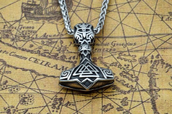 [Two Ravens] Thor Hamer Ketting - Thor's Hamer Hanger - Viking Ketting - Valknut Hanger - Noorse Mythologie - Asatru - Heidens - Spiritueel