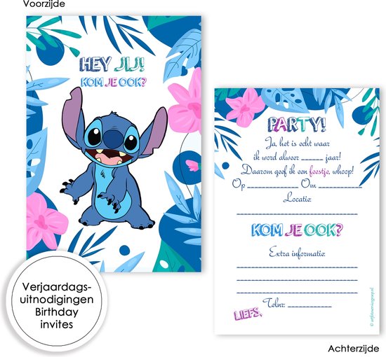 BCI020 - 8 invitations avec enveloppes - Invitation anniversaire - Lilo et  Stitch 