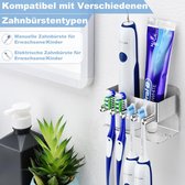 Tandenborstelhouder, wandhouder, elektrische tandenborstel, zonder boren, zelfklevende tandpastadispenser voor badkamer, roestvrij staal, opzetborstelhouder, tandenborstel-organizer