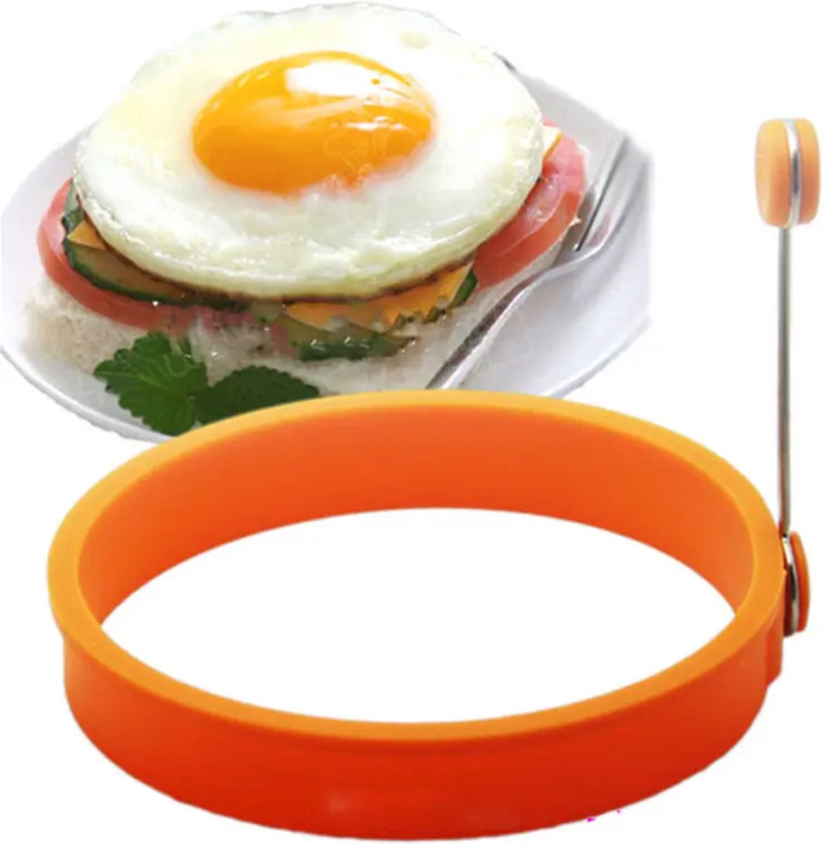 Ei ring Oranje - Siliconen Ei-ring - Bakring - Pannekoekenring - Pancake ring - Bakvorm keuken - Pan - Ei Bakvorm - Bakaccesoire
